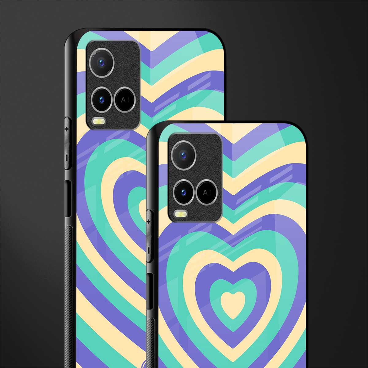 y2k purple creams heart aesthetic glass case for vivo y33s vivo y33t image-2