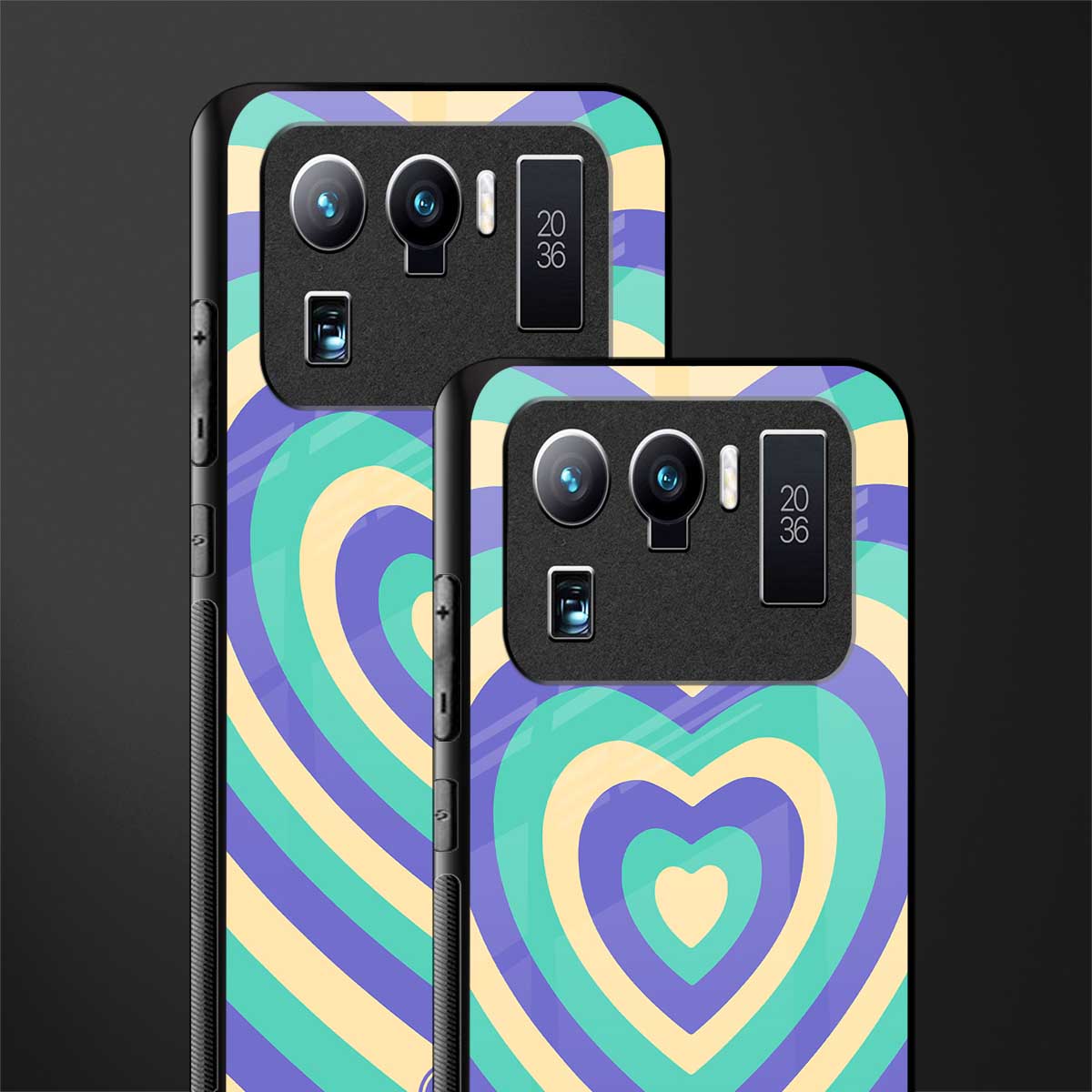 y2k purple creams heart aesthetic glass case for mi 11 ultra 5g image-2