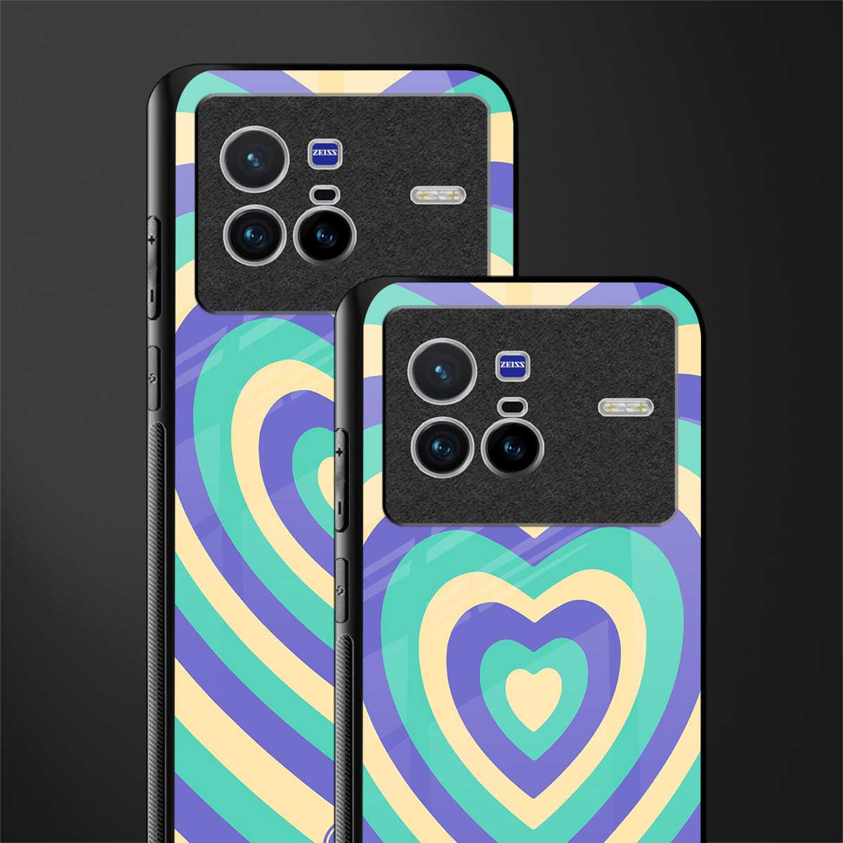y2k purple creams heart aesthetic glass case for vivo x80 image-2