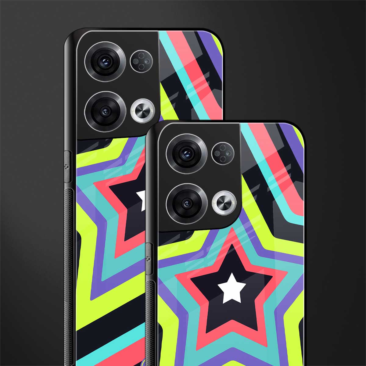 y2k purple green stars back phone cover | glass case for oppo reno 8