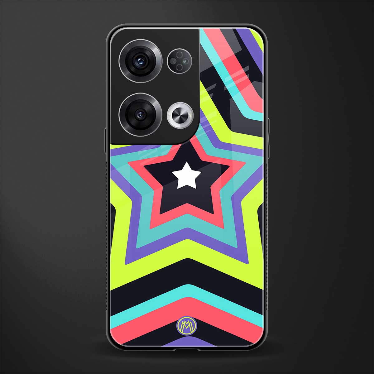 y2k purple green stars back phone cover | glass case for oppo reno 8
