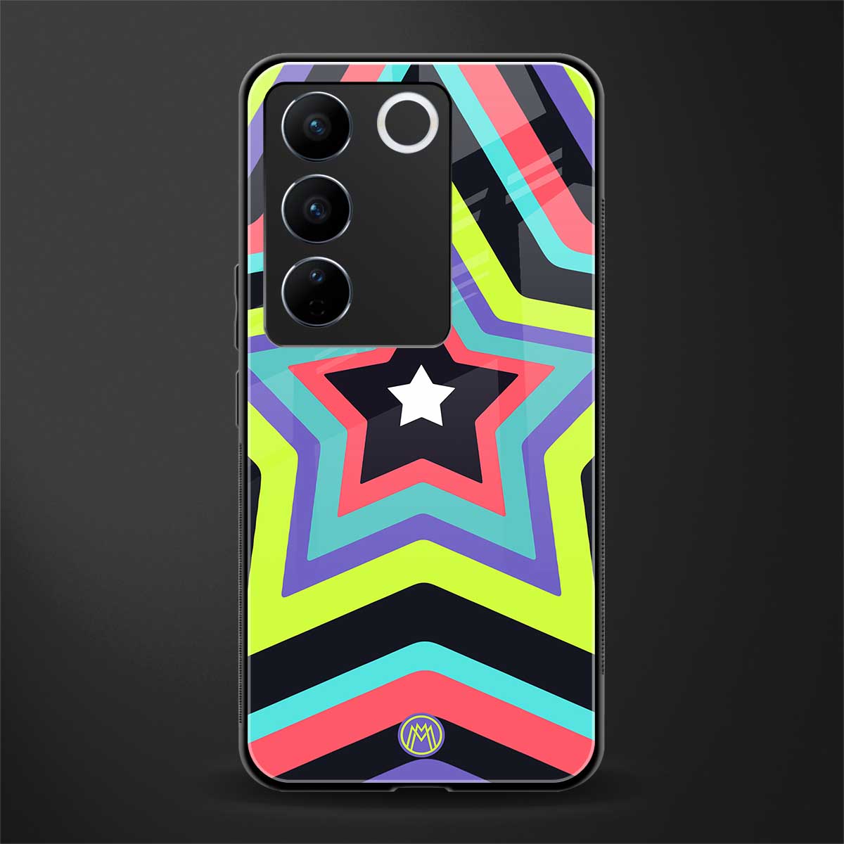 y2k purple green stars back phone cover | glass case for vivo v27 pro 5g