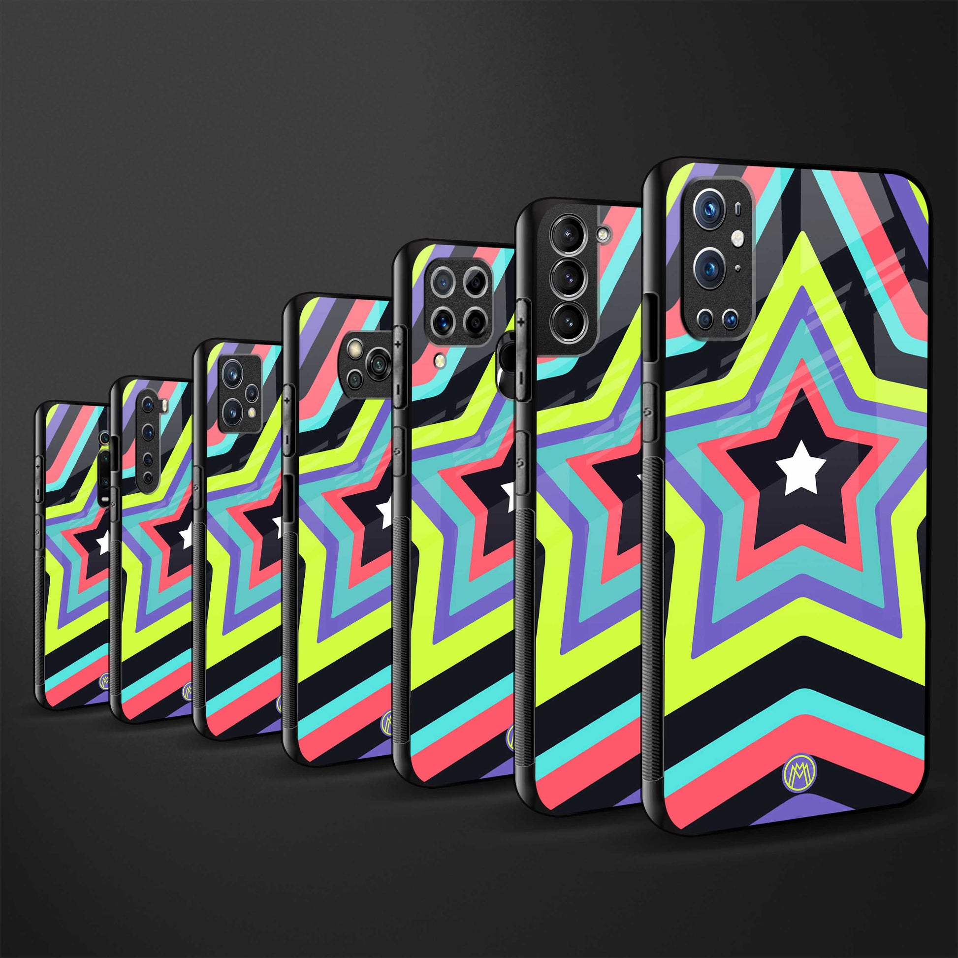 y2k purple green stars back phone cover | glass case for oppo reno 8 pro