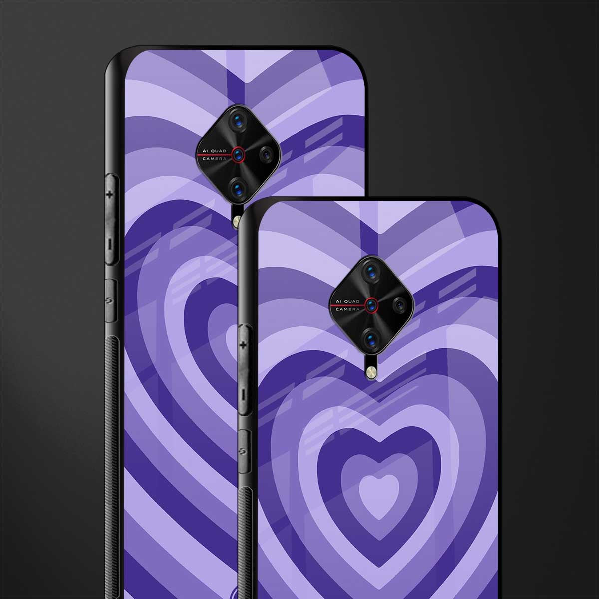 y2k purple hearts aesthetic glass case for vivo s1 pro image-2