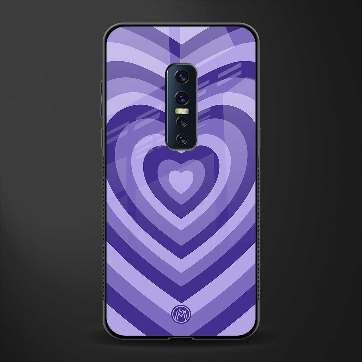 y2k purple hearts aesthetic glass case for vivo v17 pro image
