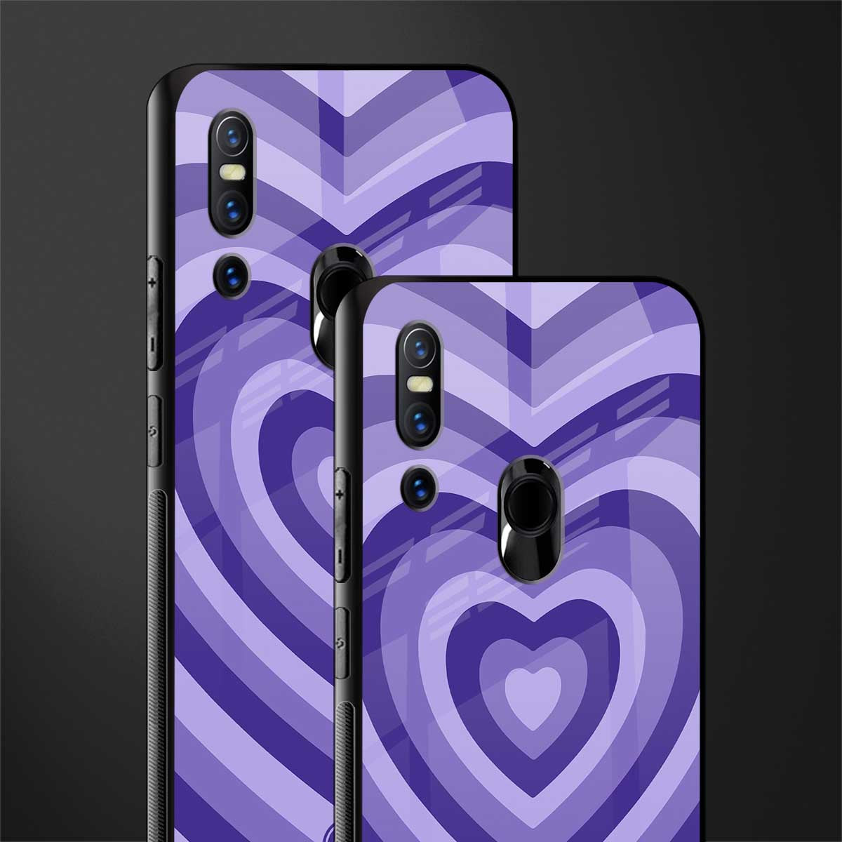 y2k purple hearts aesthetic glass case for vivo v15 image-2