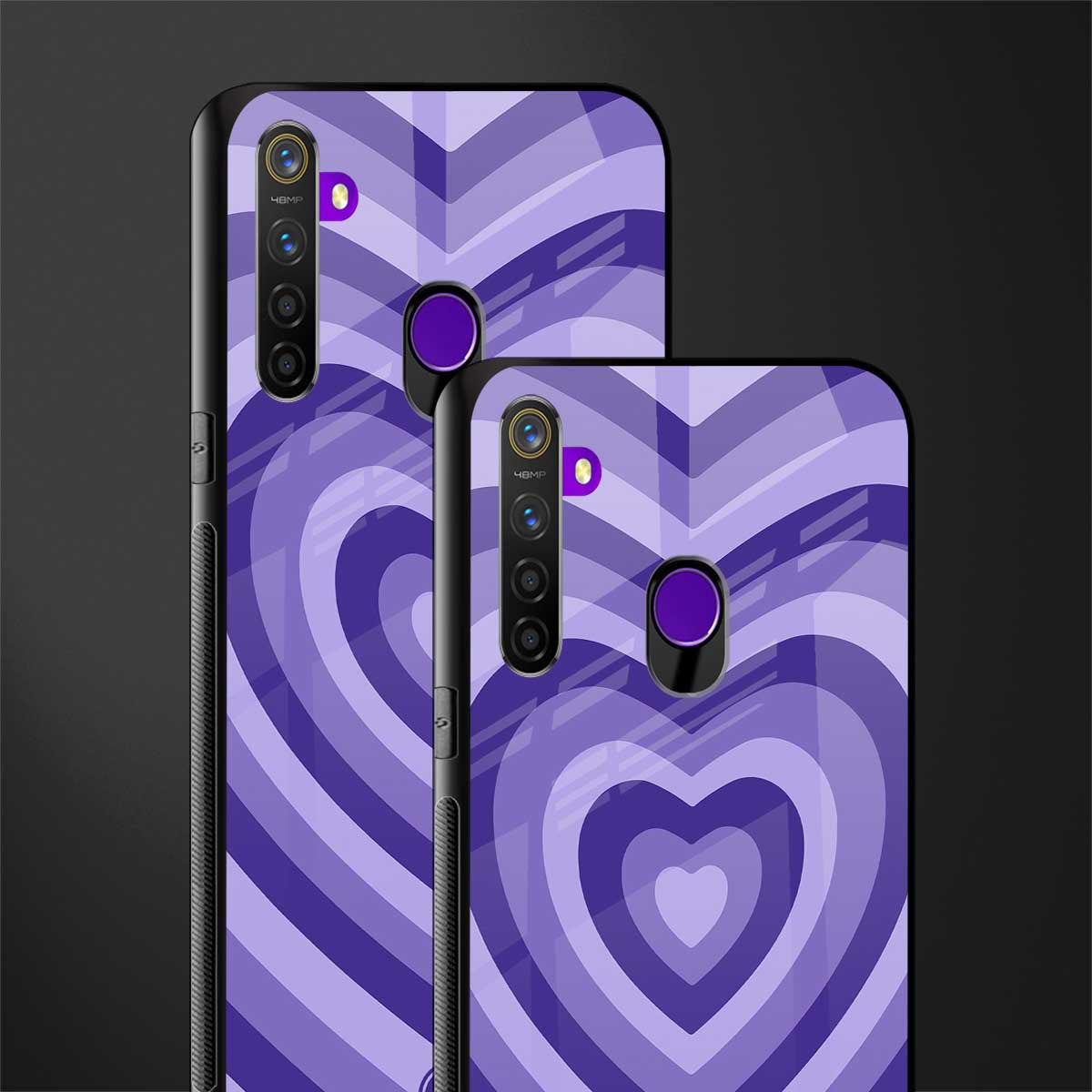 y2k purple hearts aesthetic glass case for realme 5s image-2