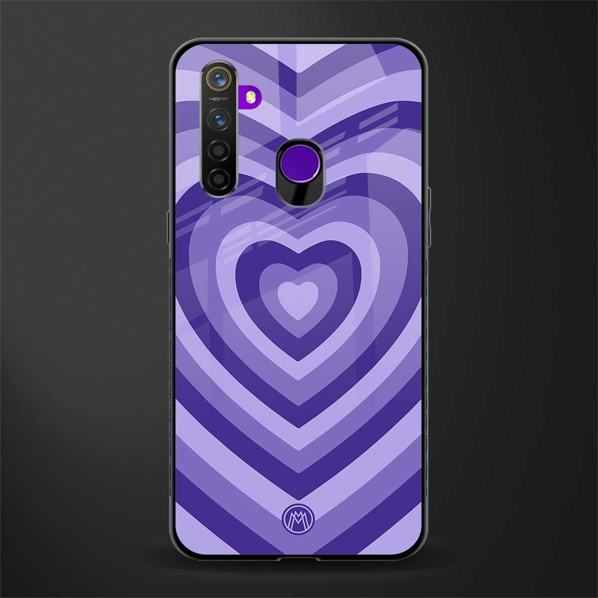 y2k purple hearts aesthetic glass case for realme 5s image