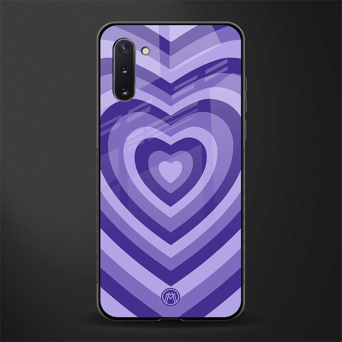 y2k purple hearts aesthetic glass case for samsung galaxy note 10 image