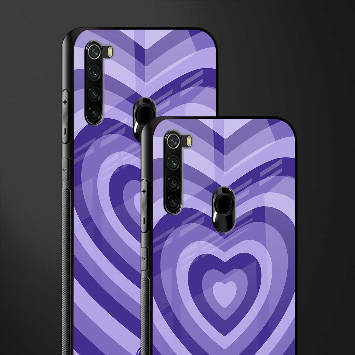 y2k purple hearts aesthetic glass case for redmi note 8 image-2
