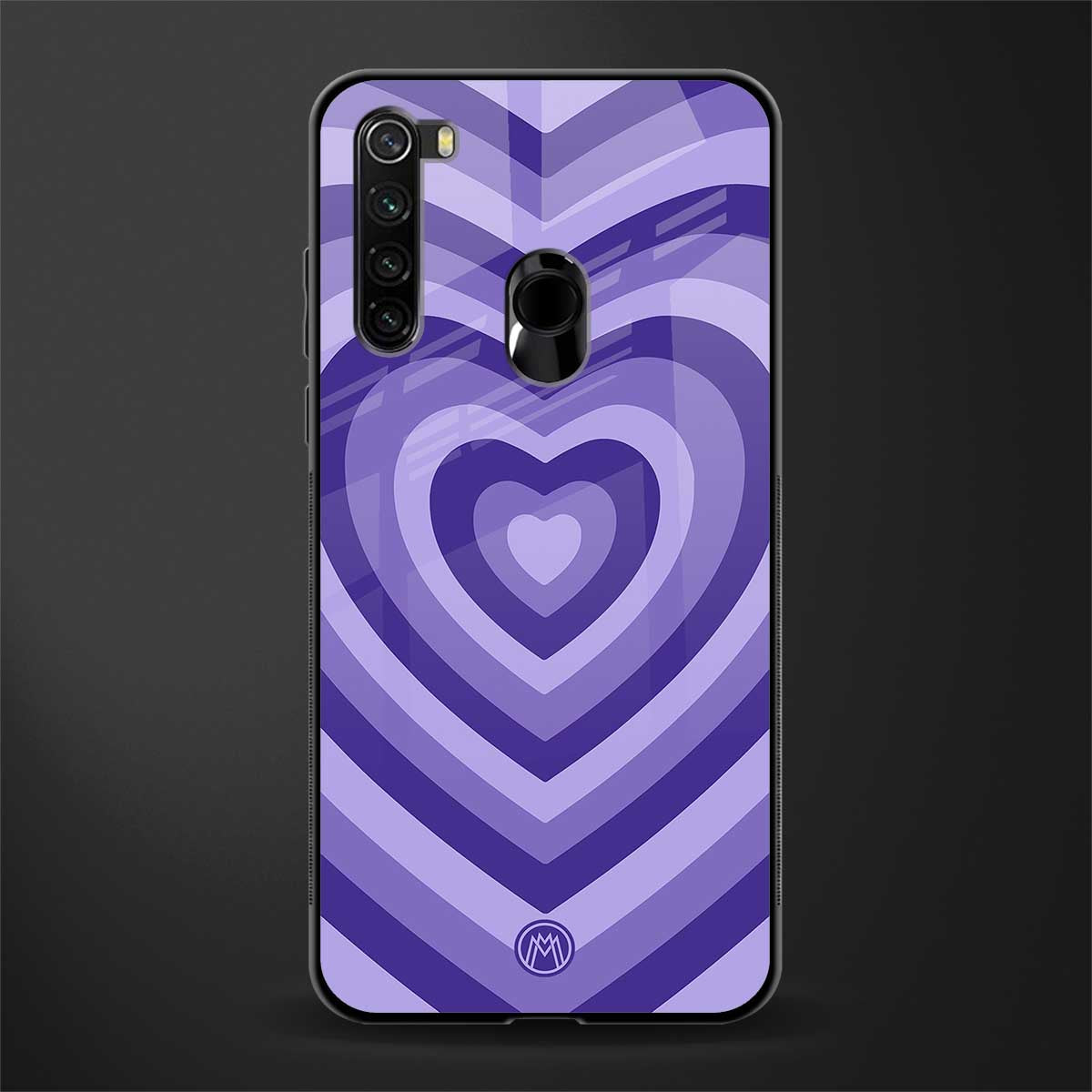 y2k purple hearts aesthetic glass case for redmi note 8 image