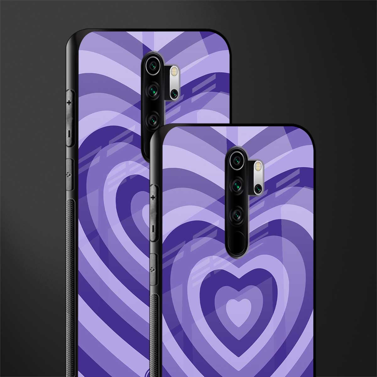 y2k purple hearts aesthetic glass case for redmi note 8 pro image-2