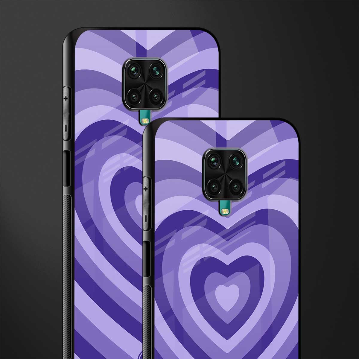 y2k purple hearts aesthetic glass case for redmi note 9 pro max image-2