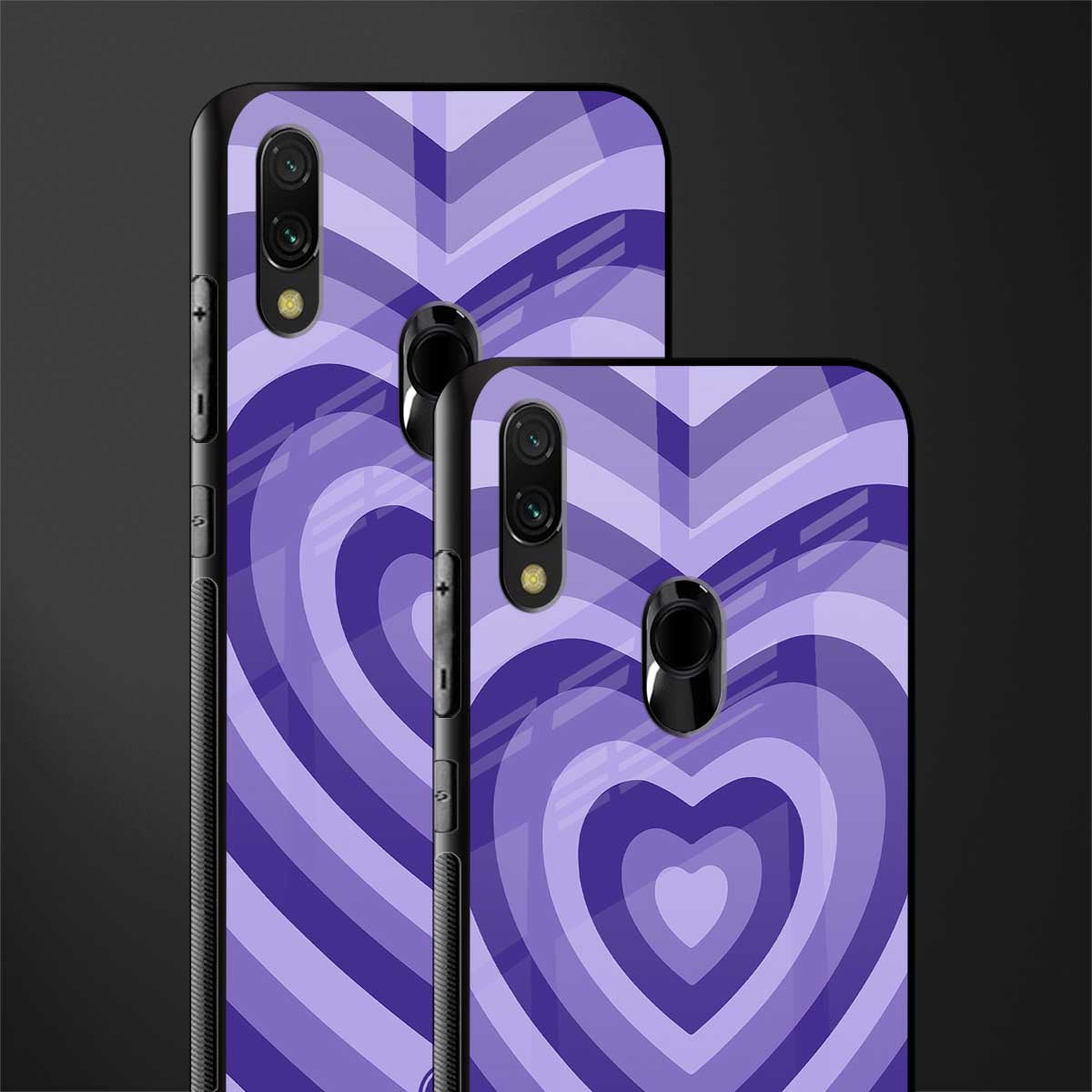 y2k purple hearts aesthetic glass case for redmi y3 image-2