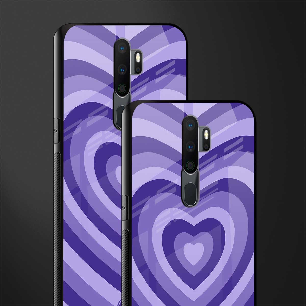 y2k purple hearts aesthetic glass case for oppo a5 2020 image-2