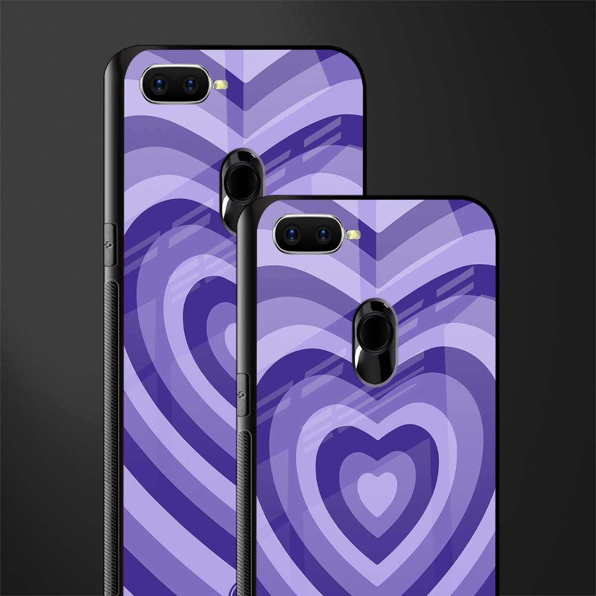 y2k purple hearts aesthetic glass case for oppo a5s image-2