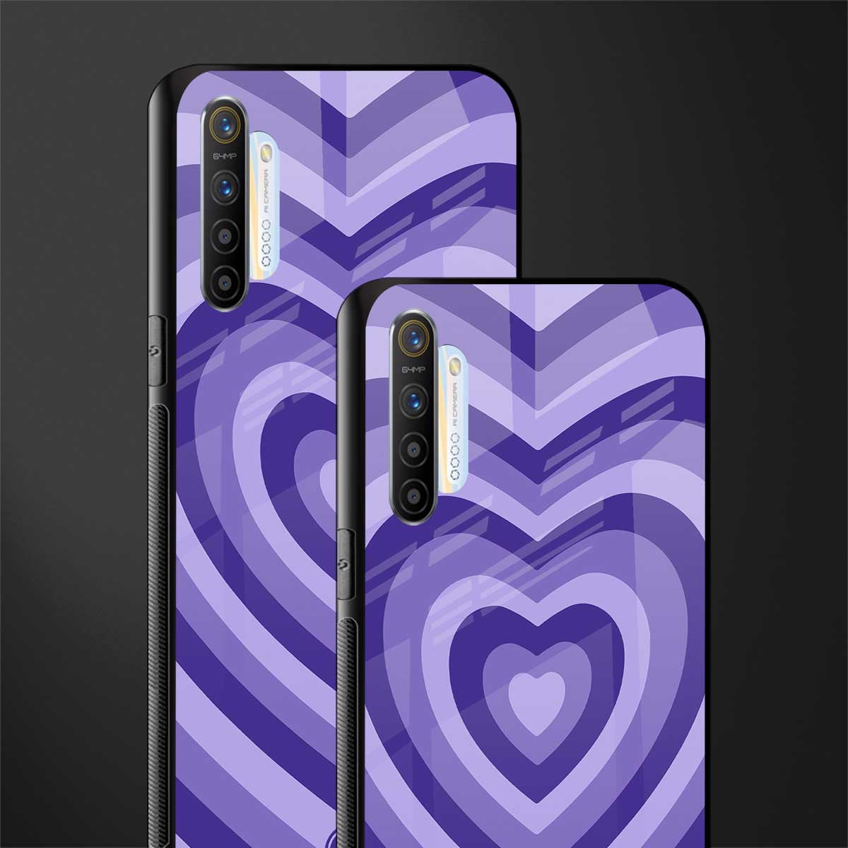 y2k purple hearts aesthetic glass case for realme x2 image-2