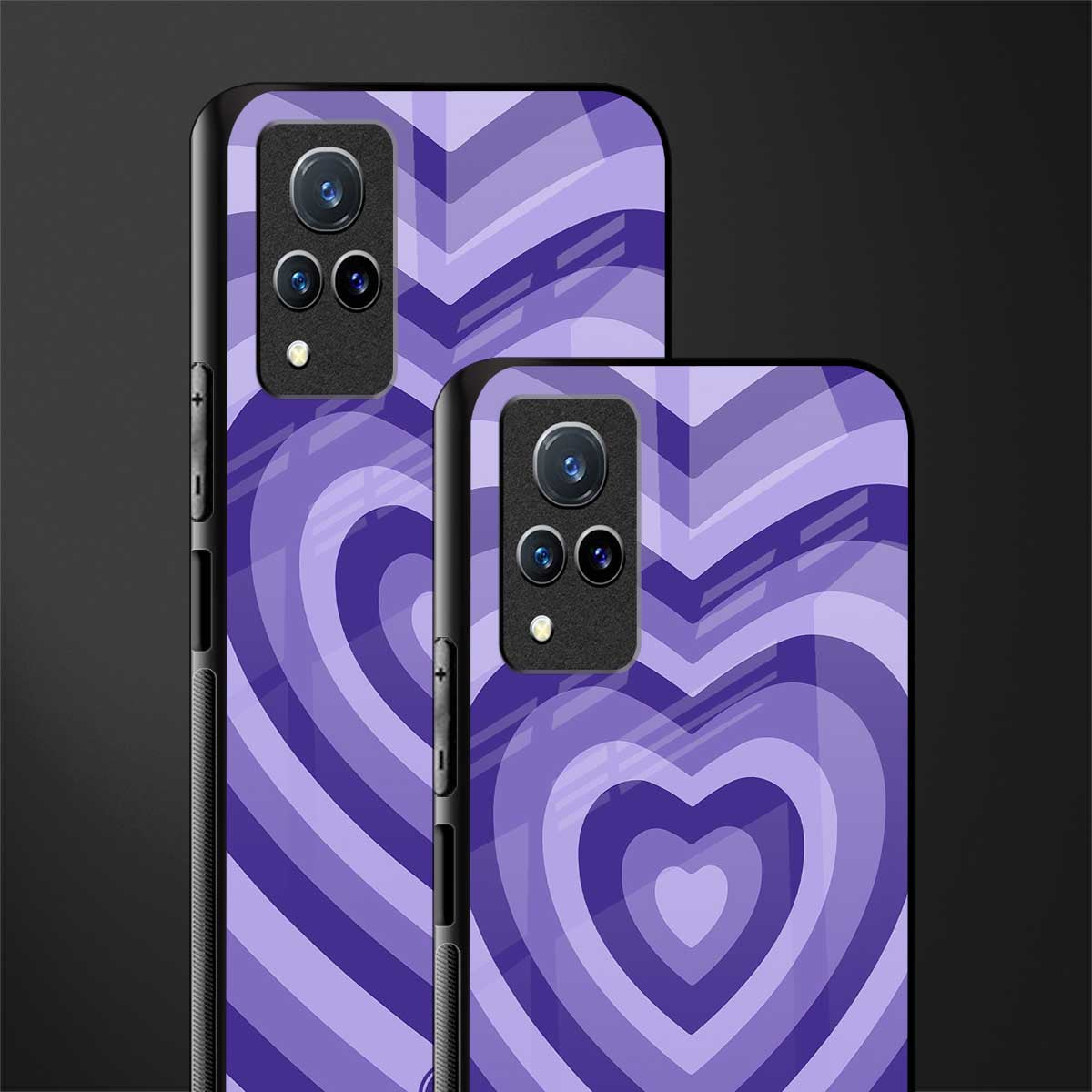y2k purple hearts aesthetic glass case for vivo v21 5g image-2