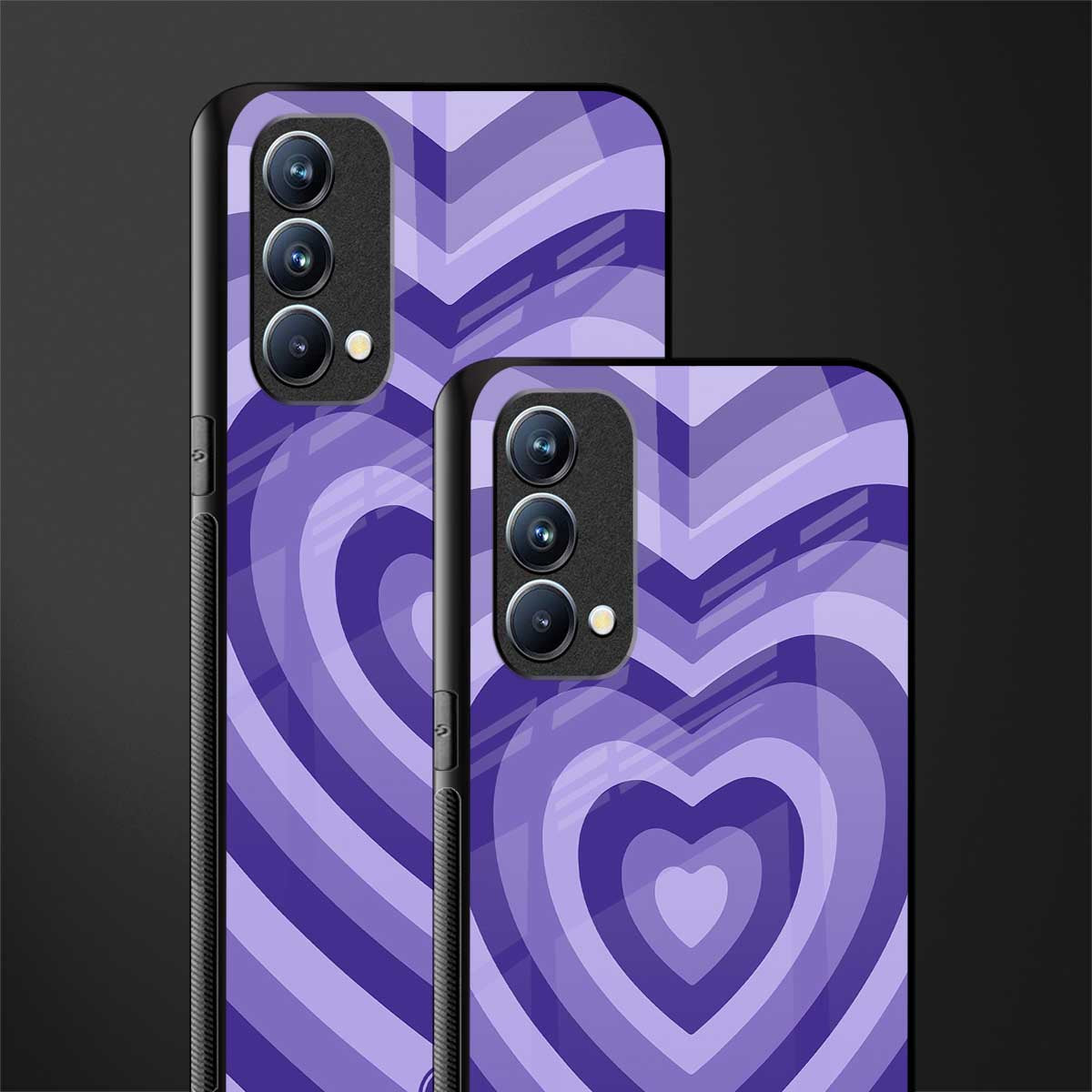 y2k purple hearts aesthetic glass case for oppo f19s image-2