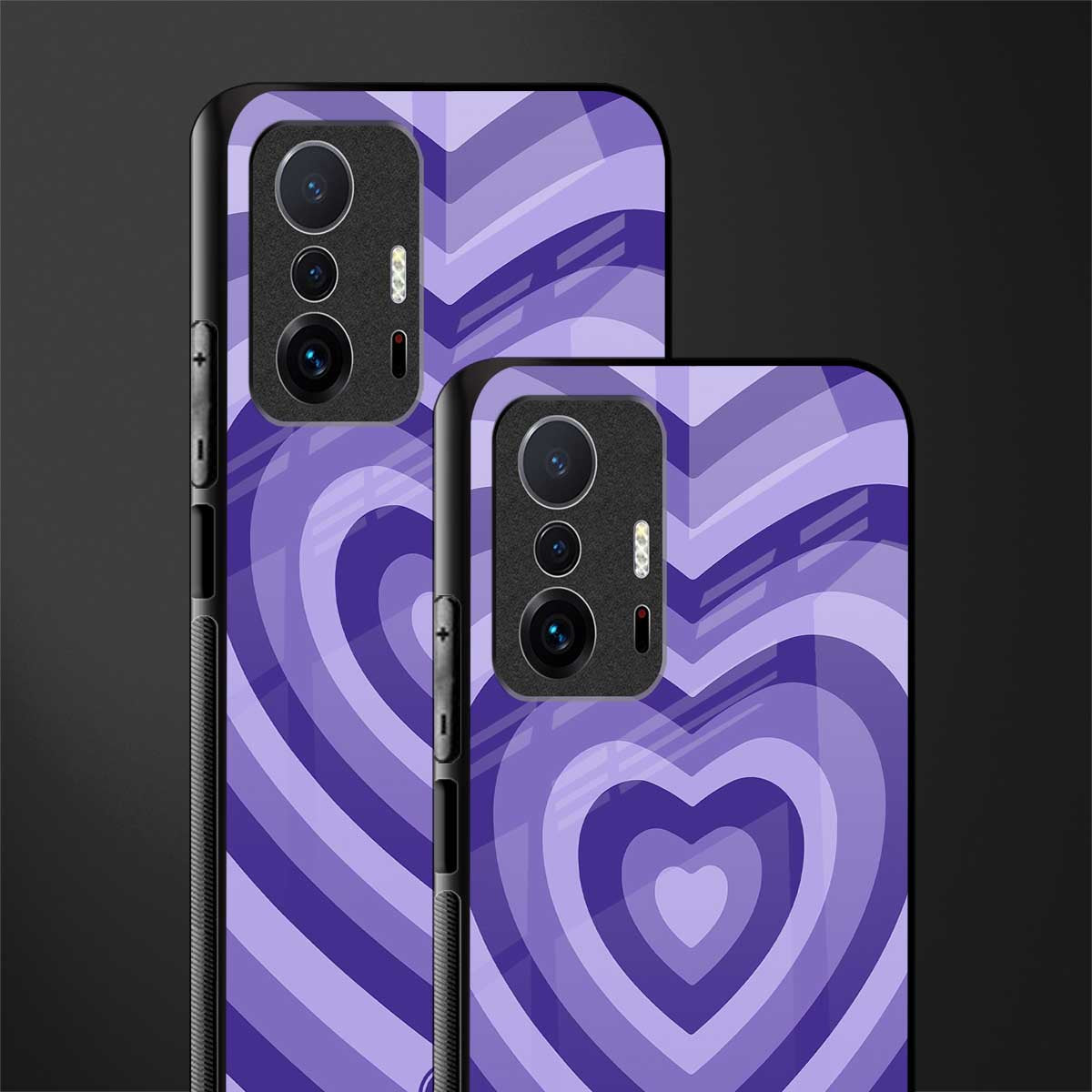 y2k purple hearts aesthetic glass case for mi 11t pro 5g image-2