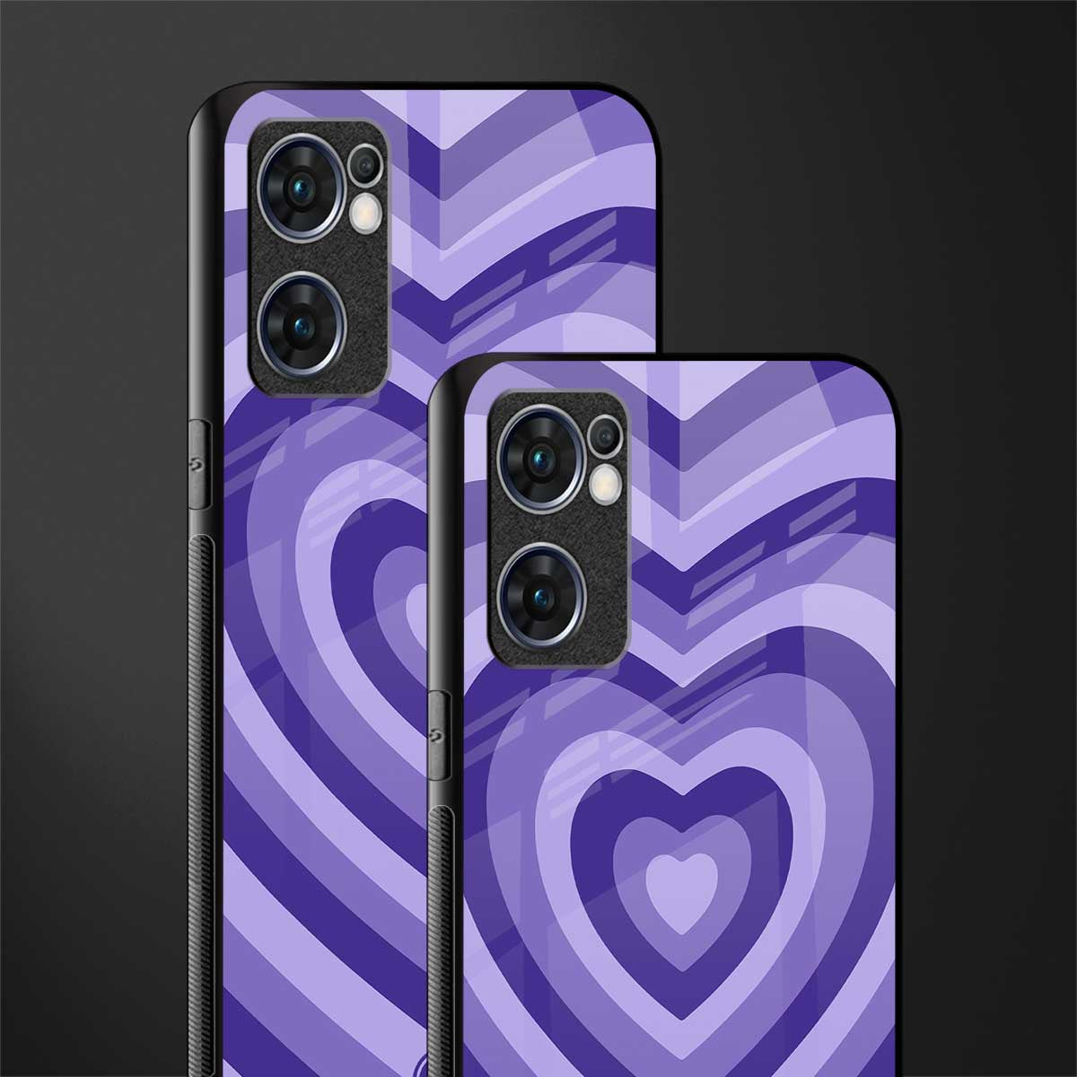 y2k purple hearts aesthetic glass case for oppo reno7 5g image-2