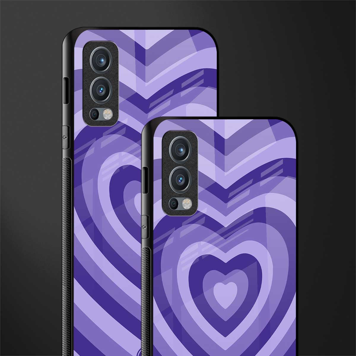 y2k purple hearts aesthetic glass case for oneplus nord 2 5g image-2