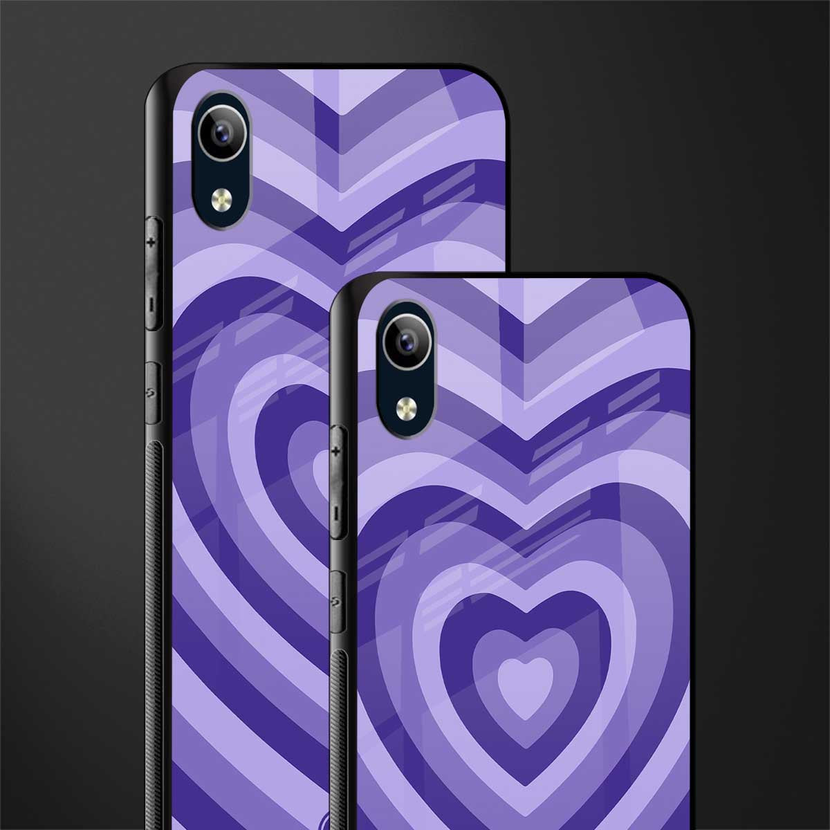 y2k purple hearts aesthetic glass case for vivo y1s without fingerprint image-2