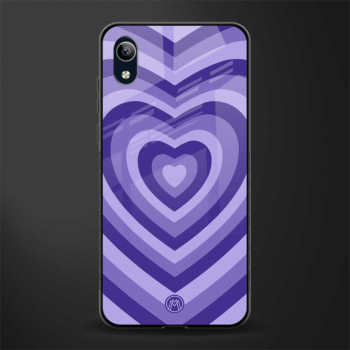 y2k purple hearts aesthetic glass case for vivo y1s without fingerprint image