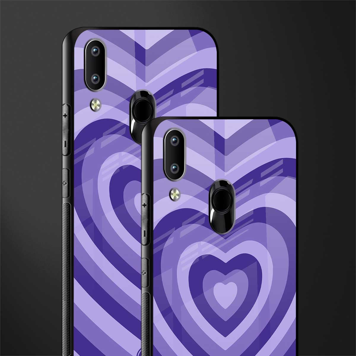 y2k purple hearts aesthetic glass case for vivo y91 image-2