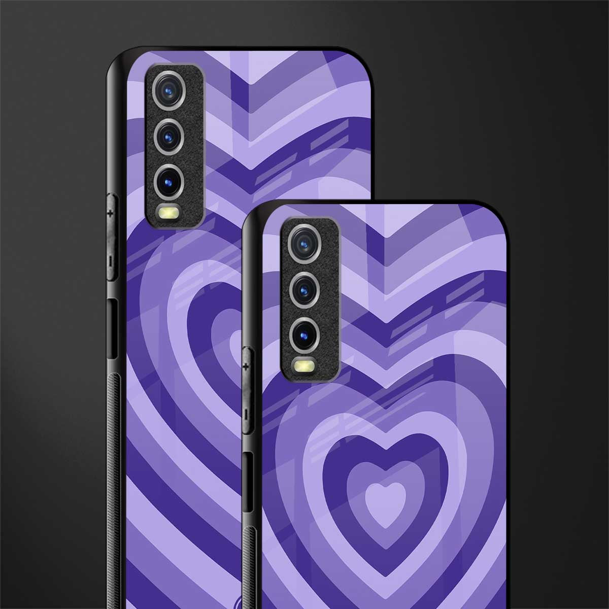 y2k purple hearts aesthetic glass case for vivo y12s image-2