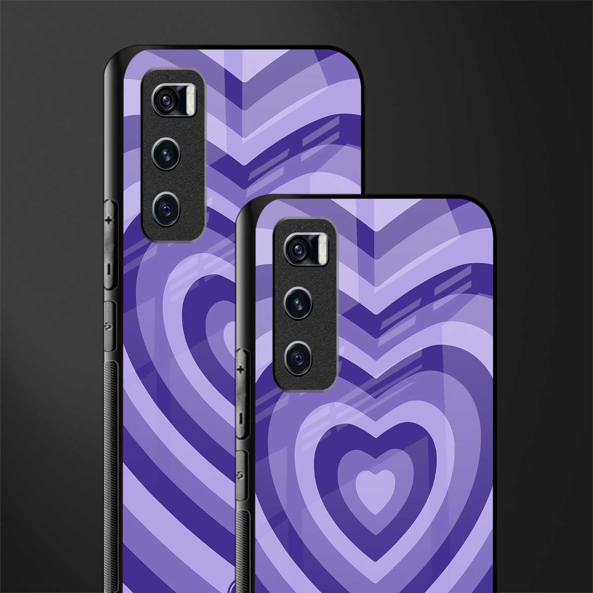 y2k purple hearts aesthetic glass case for vivo v20 se image-2