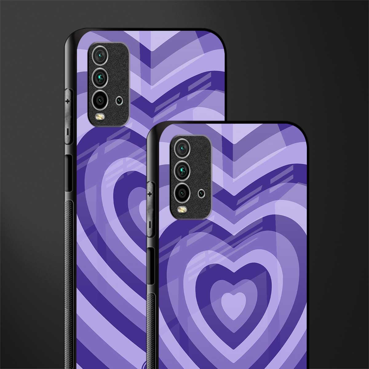 y2k purple hearts aesthetic glass case for redmi 9 power image-2