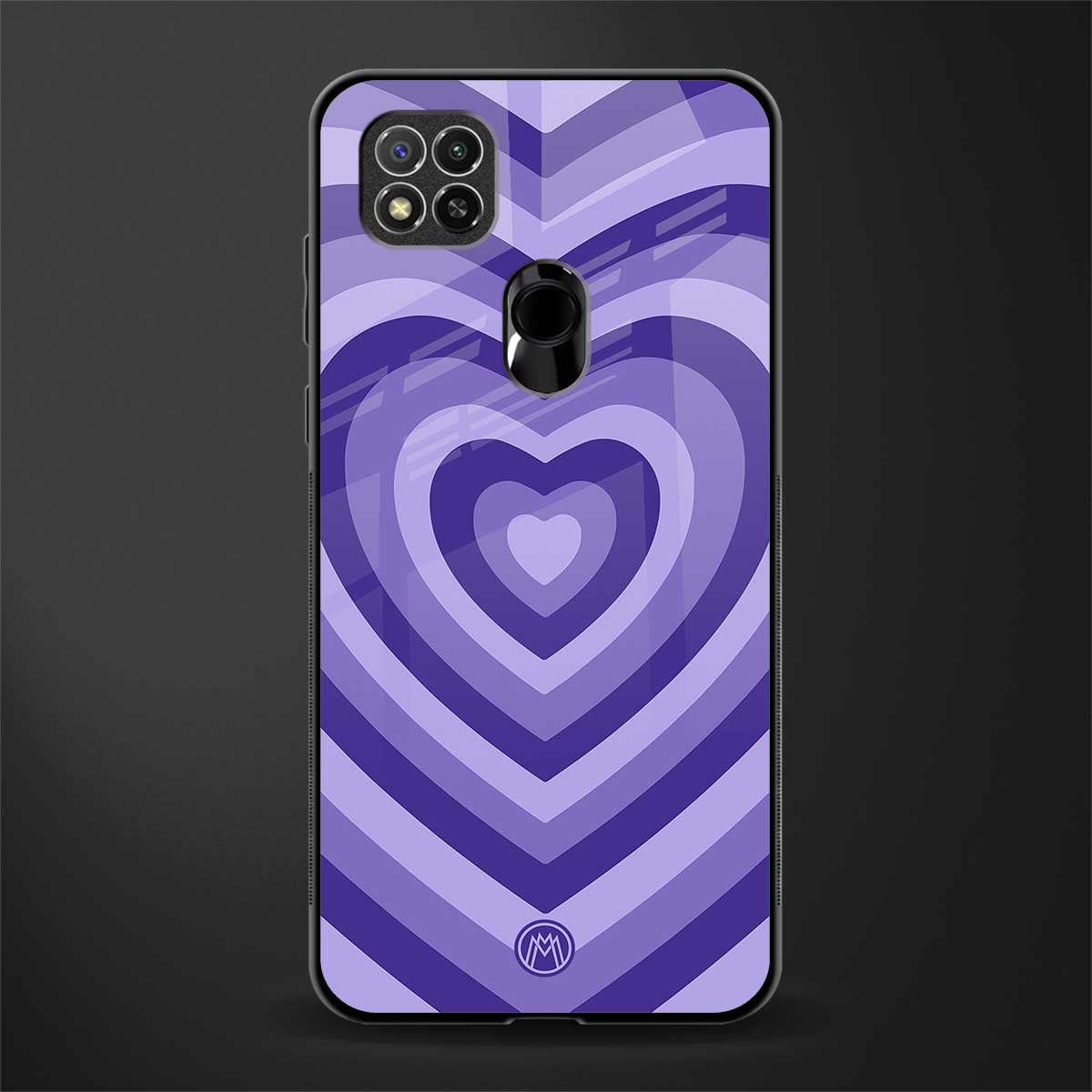 y2k purple hearts aesthetic glass case for redmi 9 image