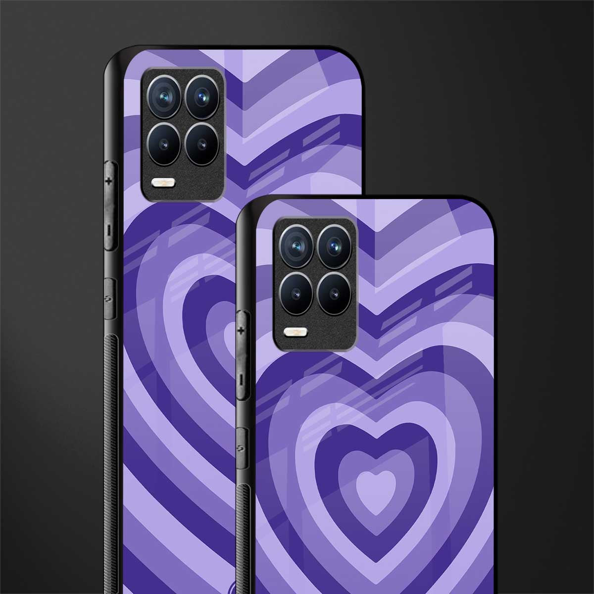 y2k purple hearts aesthetic glass case for realme 8 4g image-2