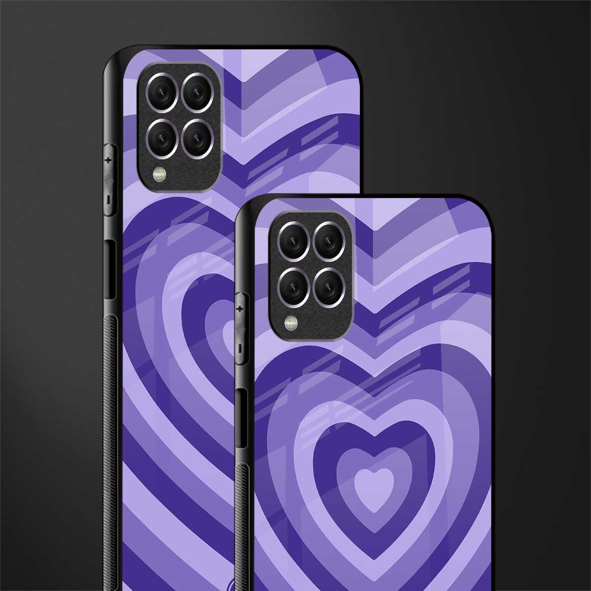 y2k purple hearts aesthetic glass case for samsung galaxy f62 image-2