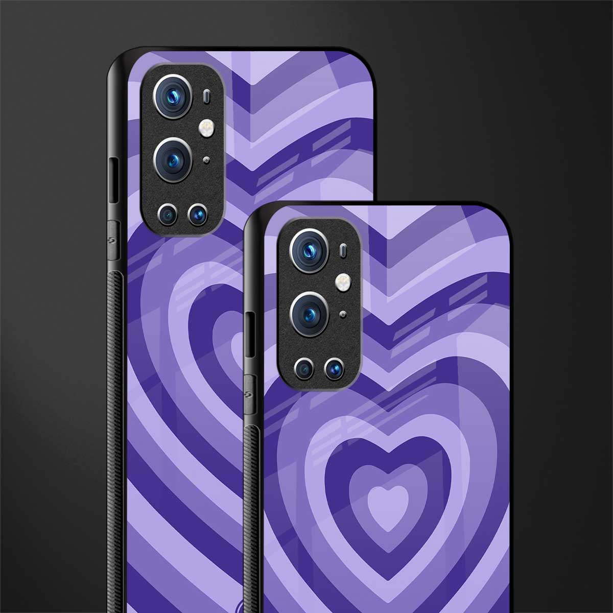 y2k purple hearts aesthetic glass case for oneplus 9 pro image-2