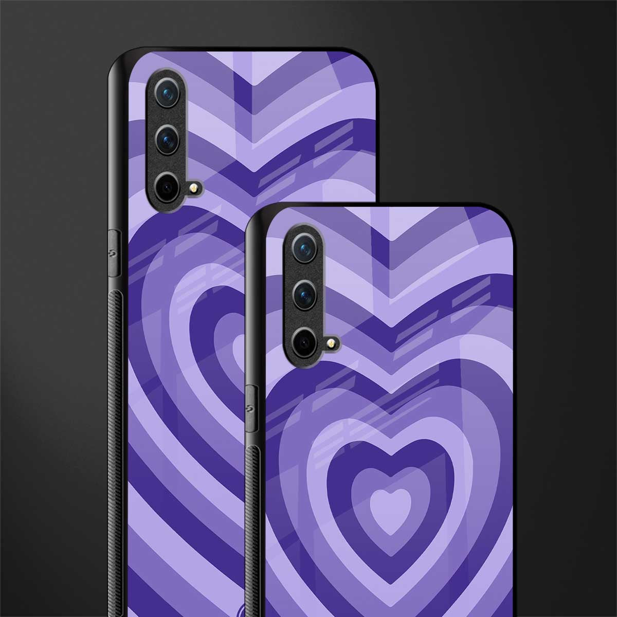 y2k purple hearts aesthetic glass case for oneplus nord ce 5g image-2