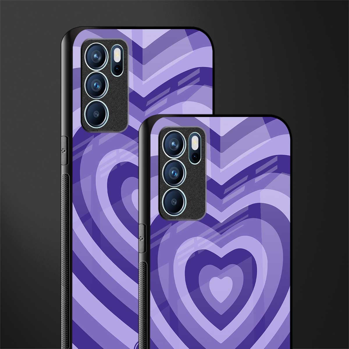 y2k purple hearts aesthetic glass case for oppo reno6 5g image-2