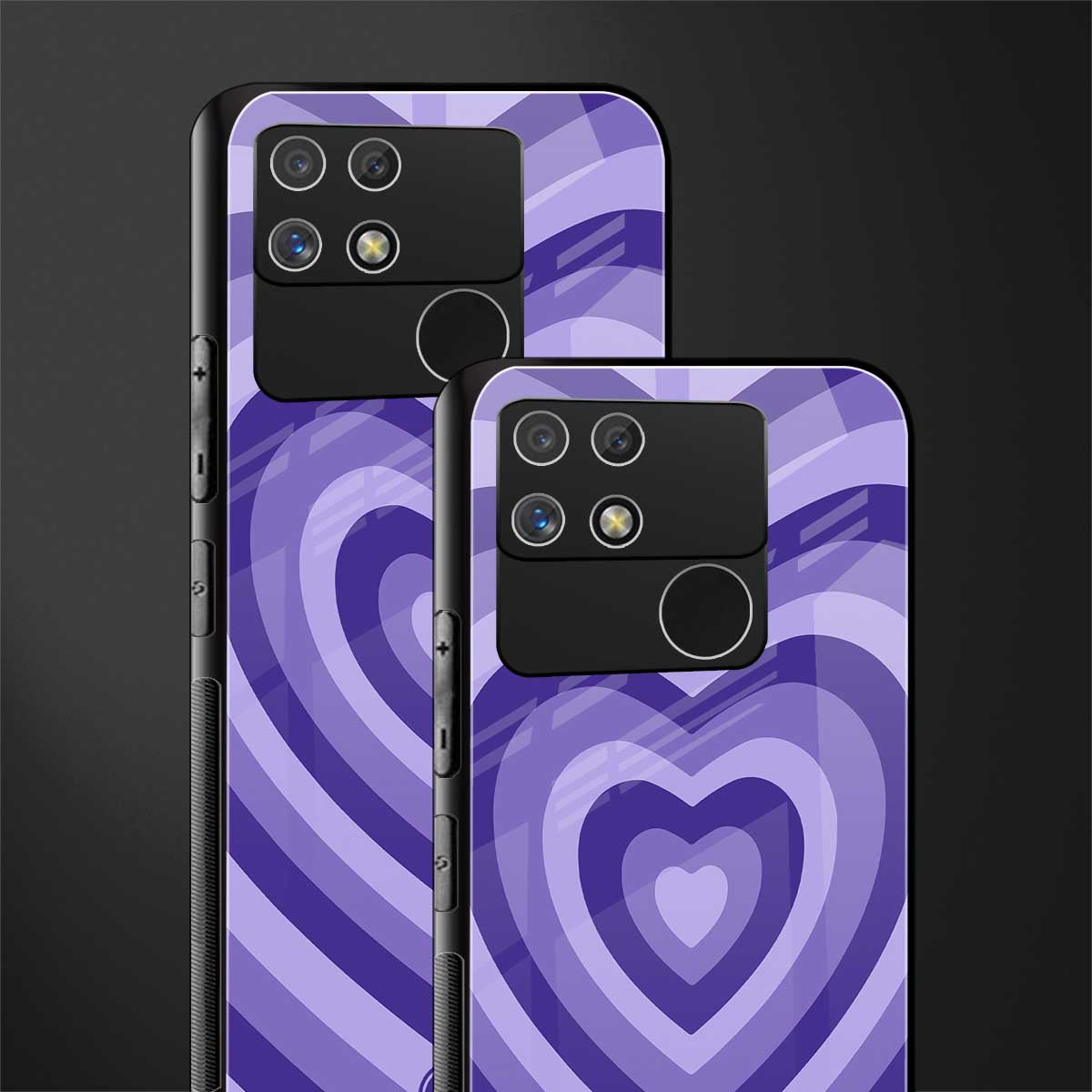 y2k purple hearts aesthetic back phone cover | glass case for realme narzo 50a