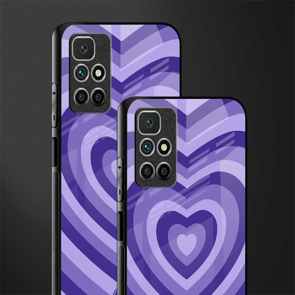 y2k purple hearts aesthetic glass case for redmi 10 prime image-2