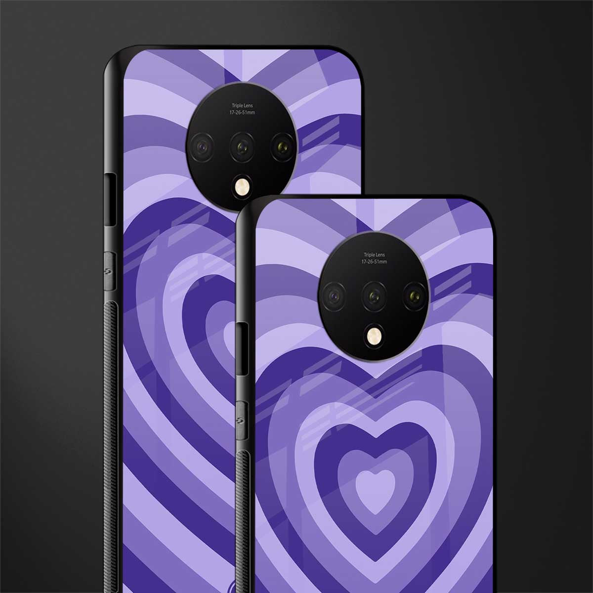 y2k purple hearts aesthetic glass case for oneplus 7t image-2