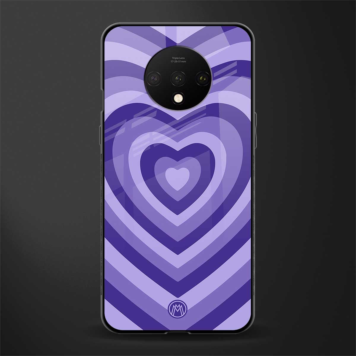 y2k purple hearts aesthetic glass case for oneplus 7t image