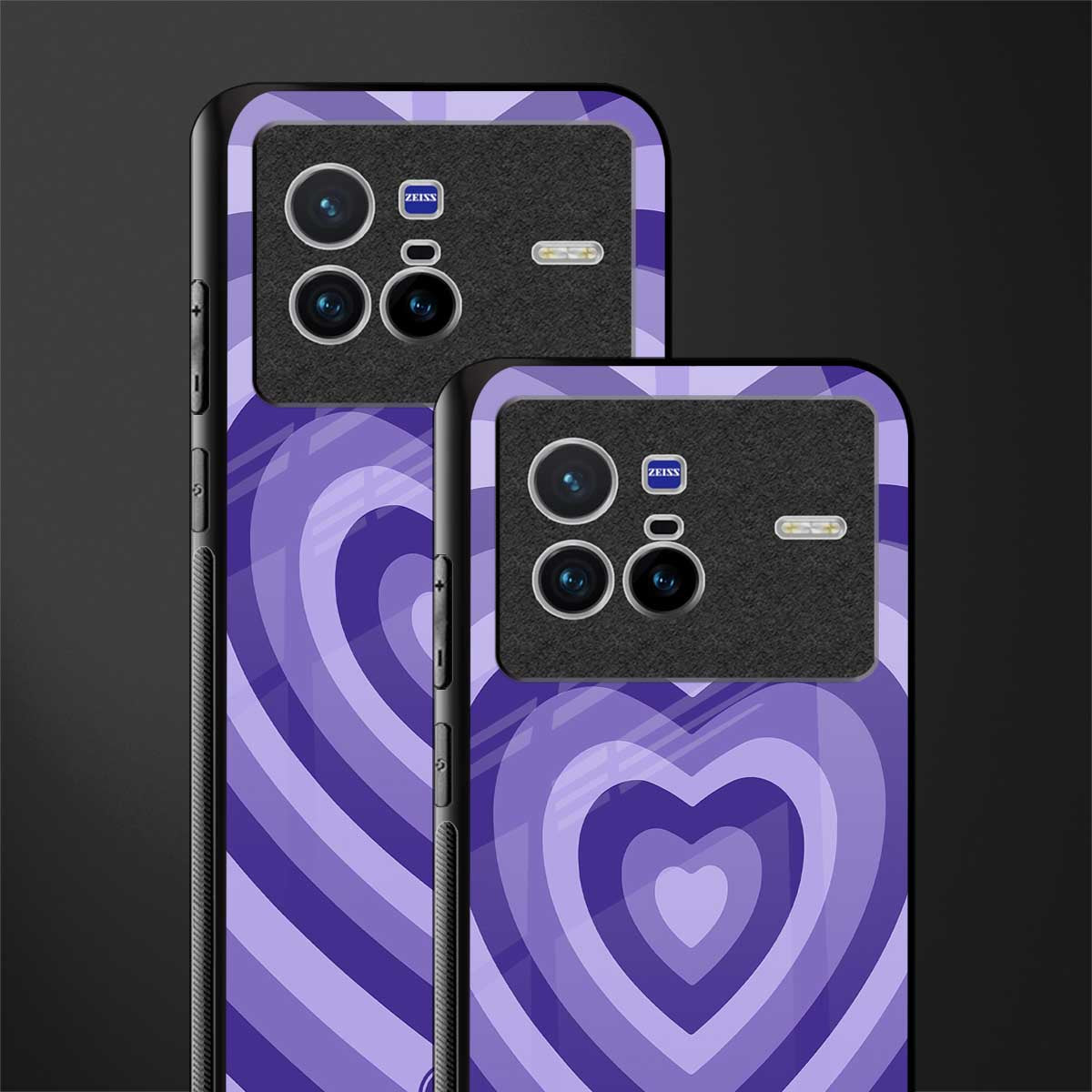 y2k purple hearts aesthetic glass case for vivo x80 image-2