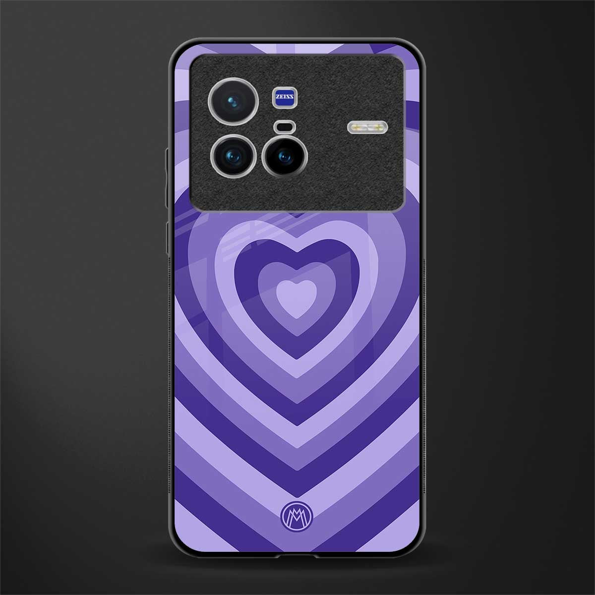 y2k purple hearts aesthetic glass case for vivo x80 image