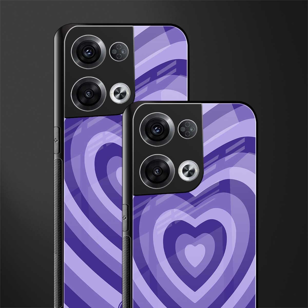 y2k purple hearts aesthetic back phone cover | glass case for oppo reno 8 pro