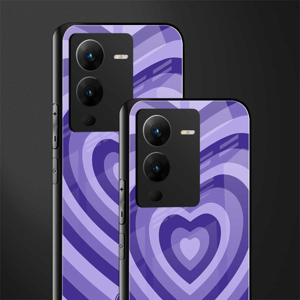 y2k purple hearts aesthetic back phone cover | glass case for vivo v25 pro 5g