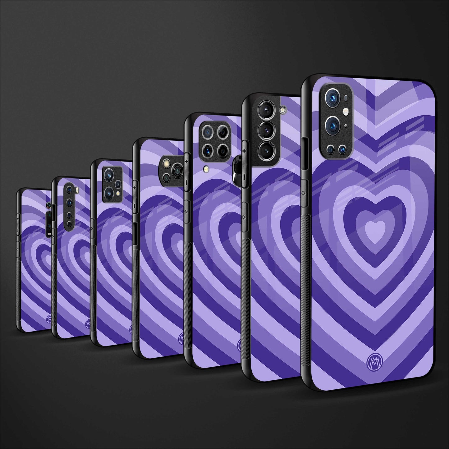 y2k purple hearts aesthetic glass case for redmi 9c image-3