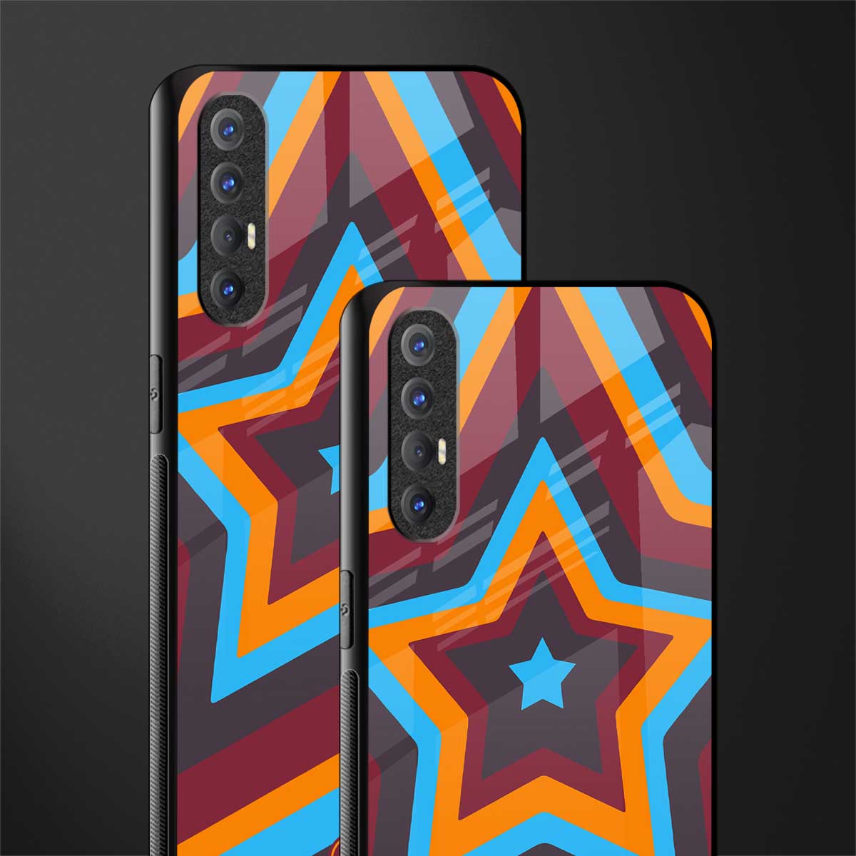 y2k red blue stars glass case for oppo reno 3 pro image-2