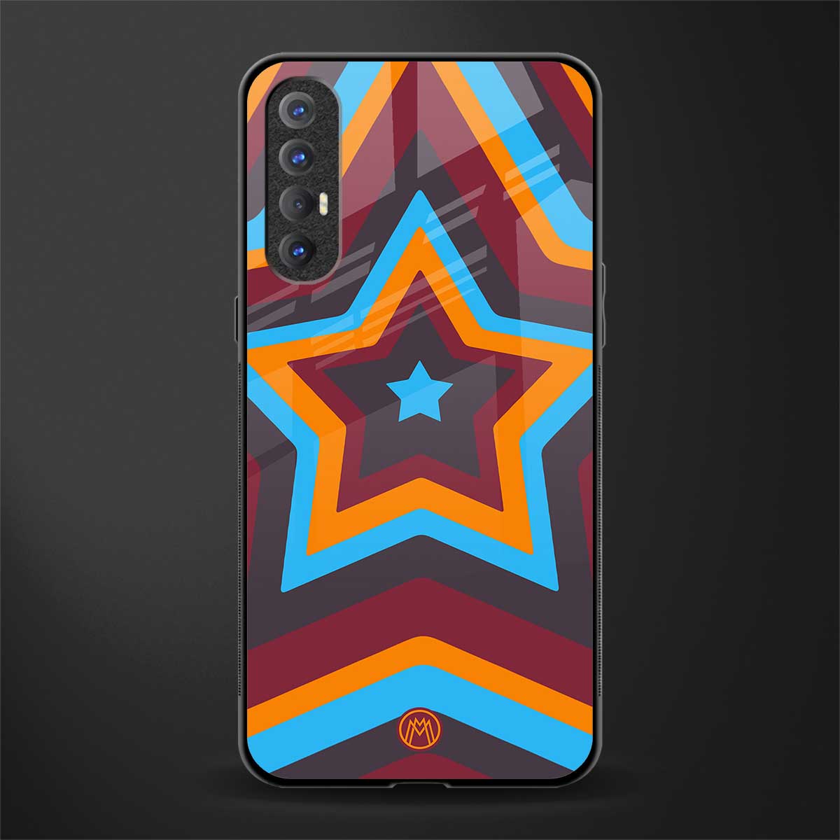 y2k red blue stars glass case for oppo reno 3 pro image