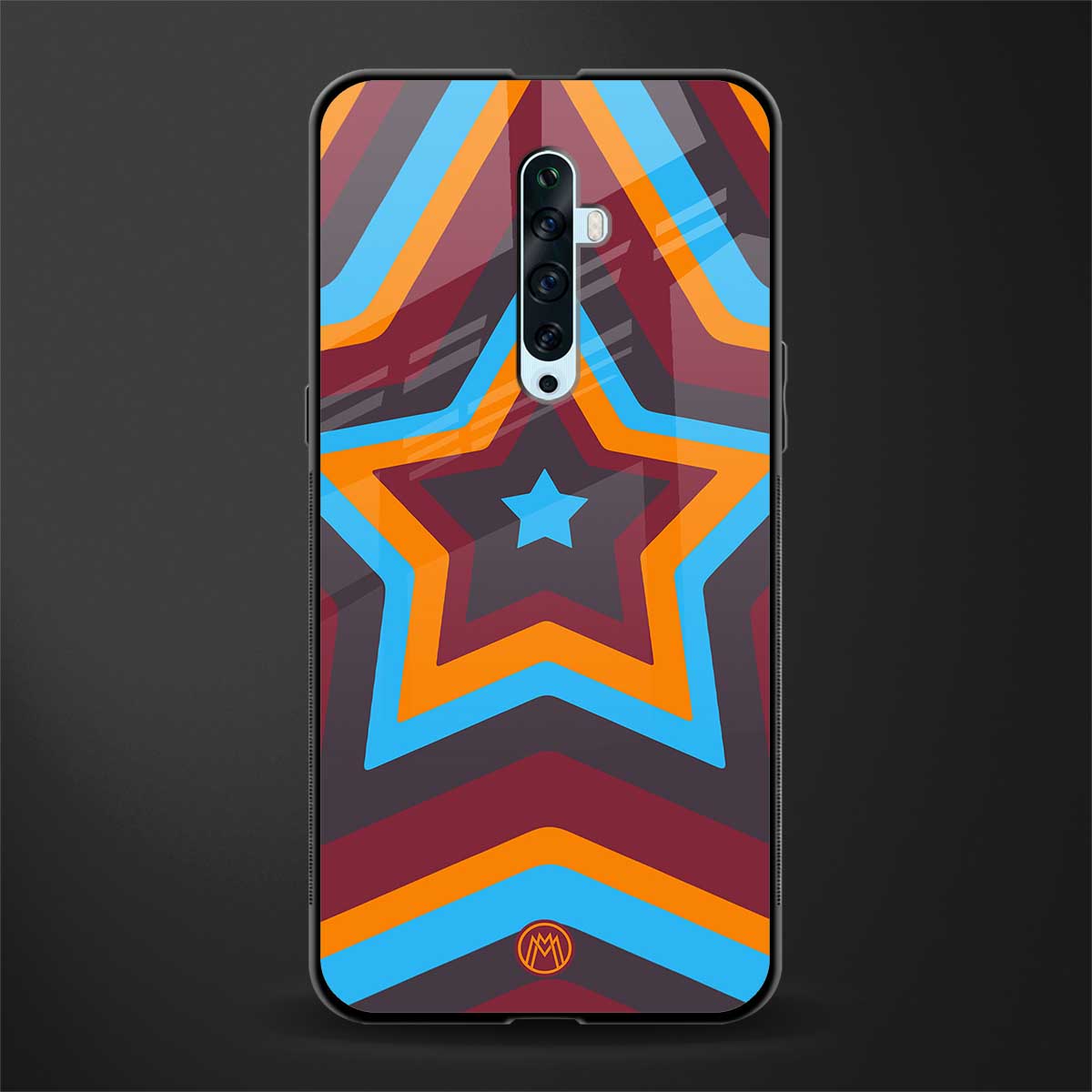 y2k red blue stars glass case for oppo reno 2f image